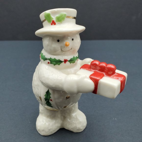 Lenox Happy Holly Days Snowman Sharing Gifts Salt Pepper Shakers Snowmen - Picture 9 of 11